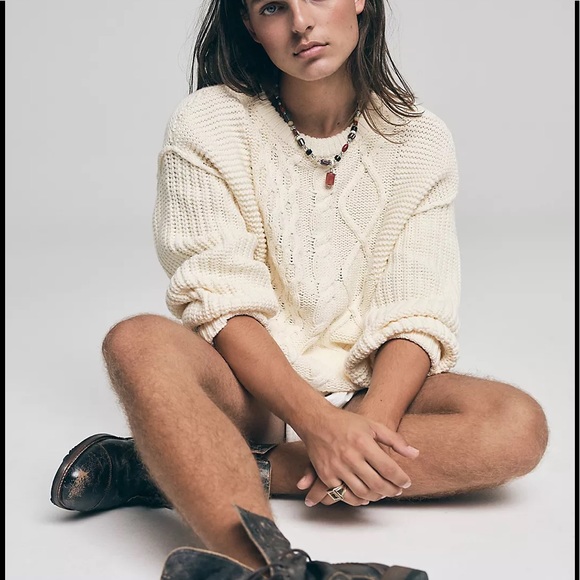 Free People Dream Cable Crewneck Sweater - Picture 4 of 15
